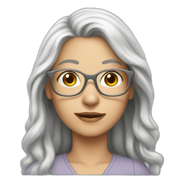 caucasian woman long silver hair and glasses sticker