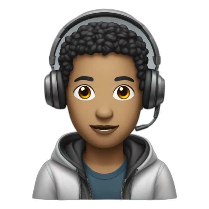 rapper mixed race with a mic and a headphone sticker