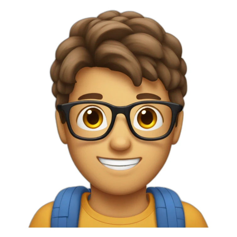 Boy with Long brown haired tied in a tail double thumbs up and wearing glasses sticker