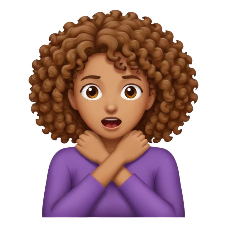 Brown curly crossed arms grabbing her neck screaming  sticker
