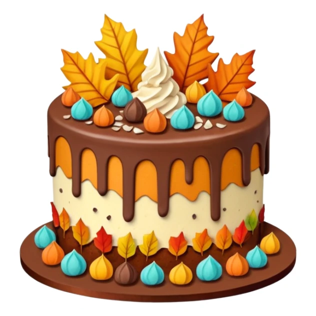 3 layer autumn cake with overflowing raw crystals & leaves sticker