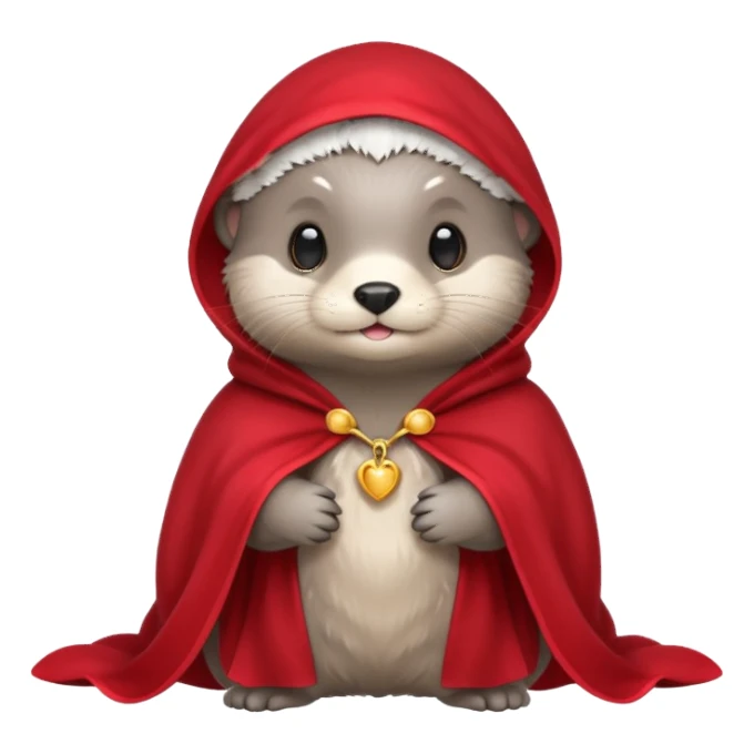 baby grey otter, in magic red cloak sticker