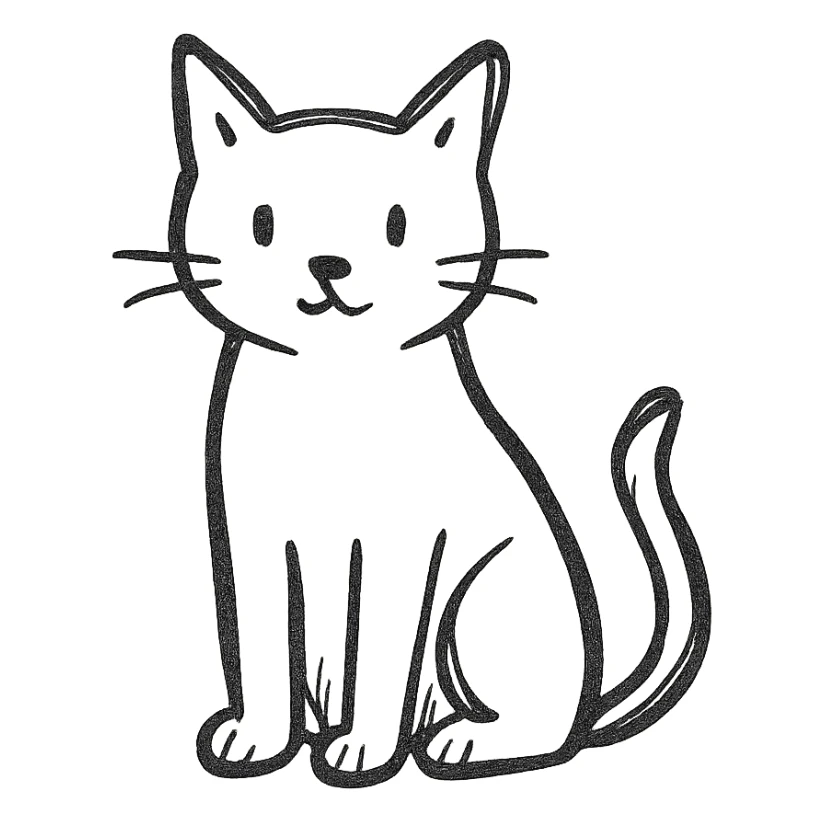 hand drawn icon of a cat sitting sticker