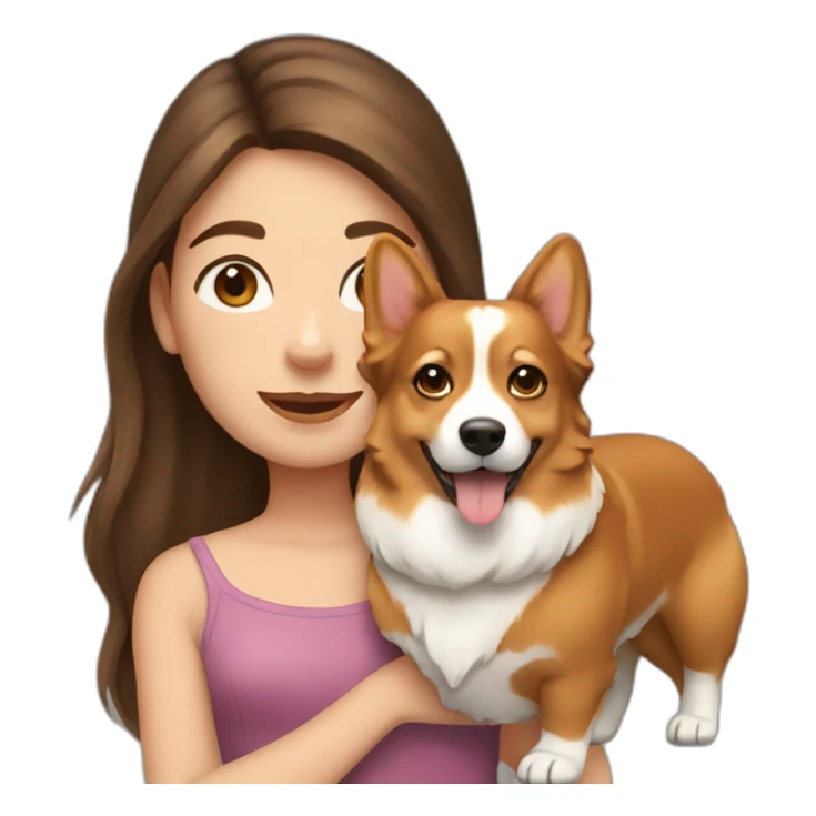 girl with long brown hair with corgi sticker