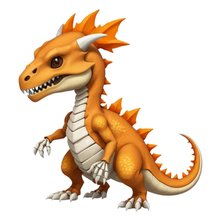 Skeletal white-Skull-mask-faced Cuzard-Cubone-Marowak-Charizard-Fakémon-Pokémon-Fusion, full body sticker