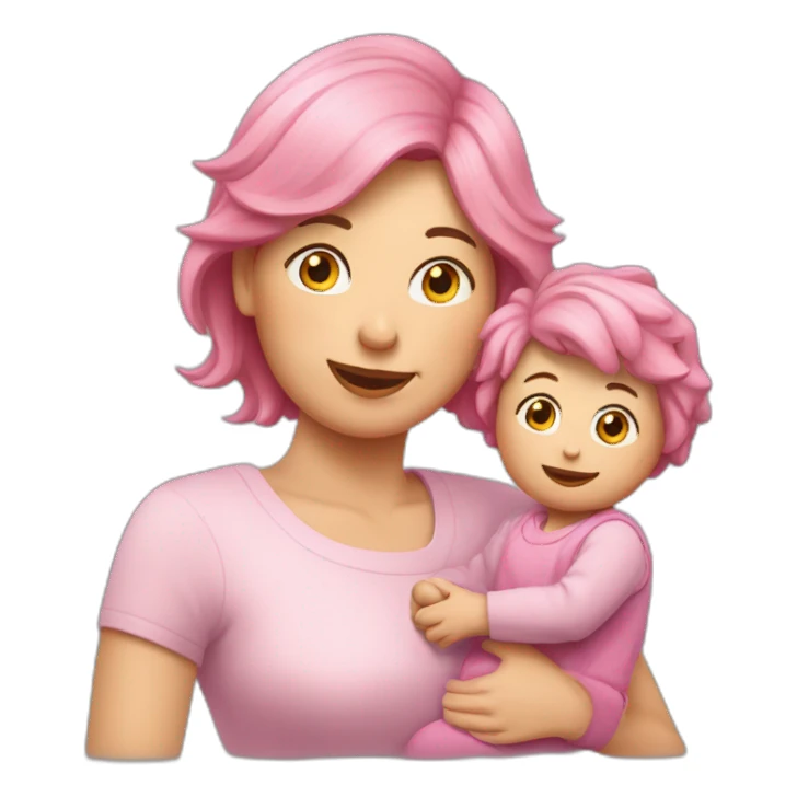 Mutter mit pink Haaren  und sohn, eskimokuss sticker