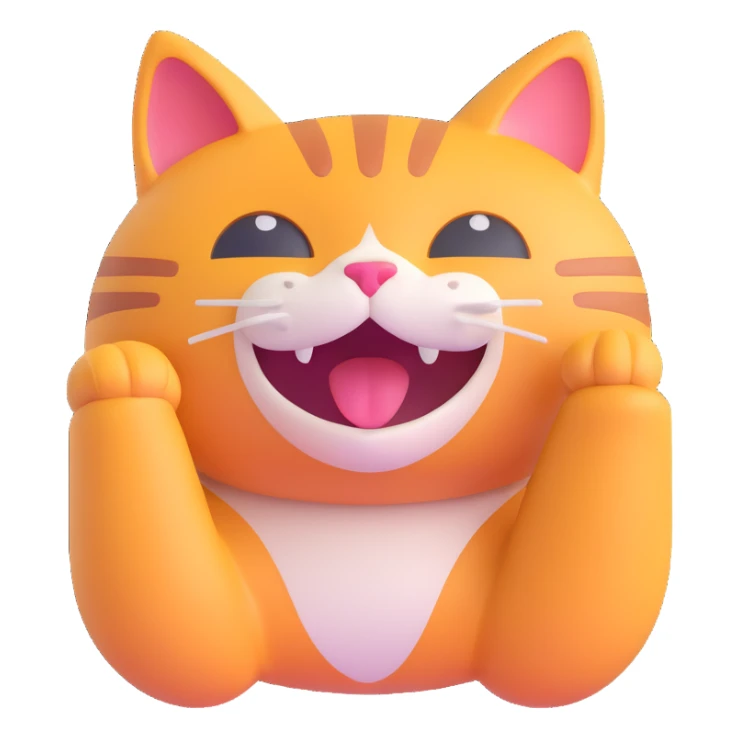 friendly cat, 3D emoji style sticker