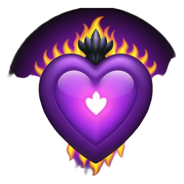 purple heart burns in black fire sticker