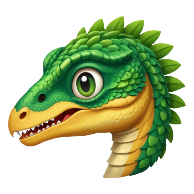 cartoon style velociraptor head, cute, rounded features emoji sticker