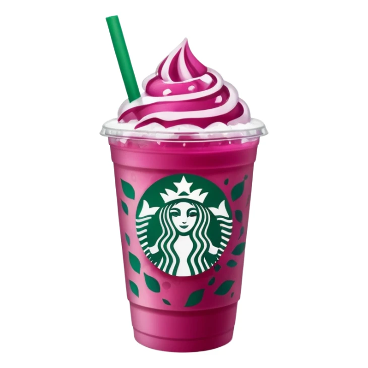 Starbucks dark pink dragonfruit refresher. no pink cream on top. starbucks logo. sticker