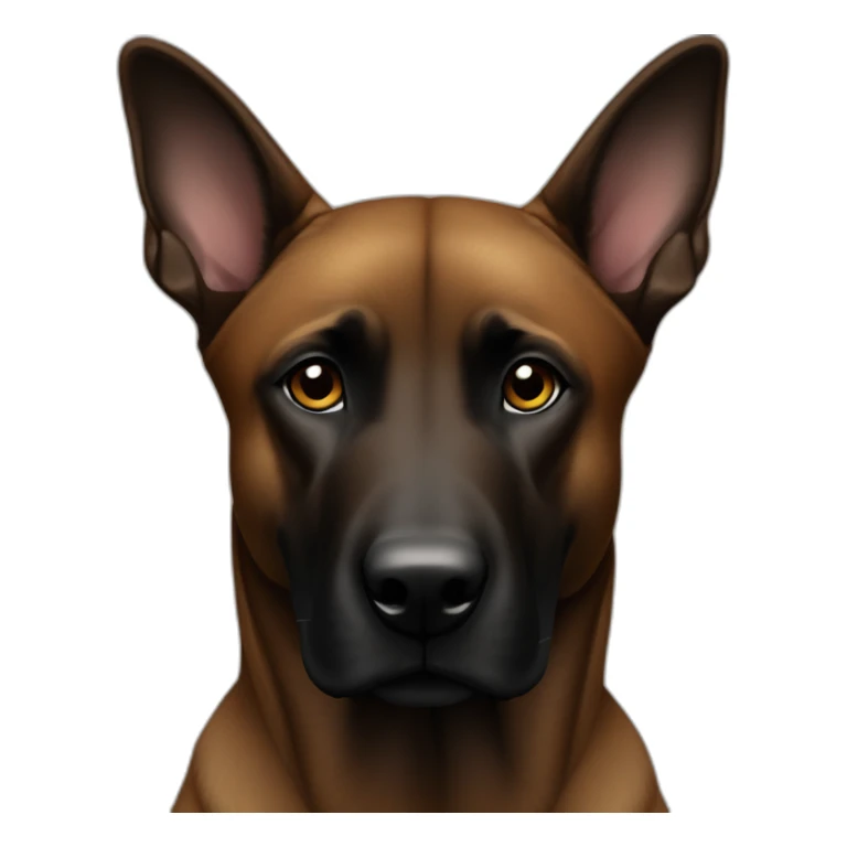 Perro malinois marrón oscuro mirando de frente con orejas levantadas sticker