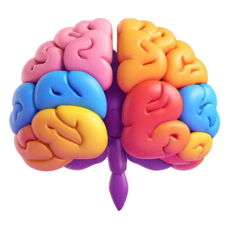 Make this brain emoji look 3D, keep Google brand colors, no text, transparent background. sticker