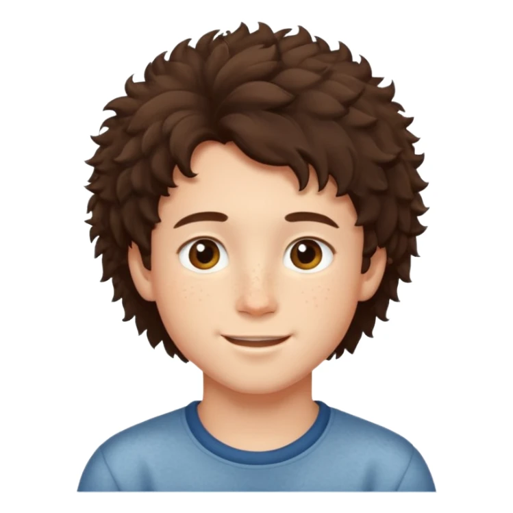 cute brunnete boy with fluffy hair light skin and freckles sticker