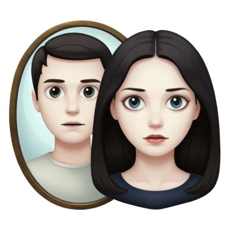 Spooky Man in mirror behind woman sticker