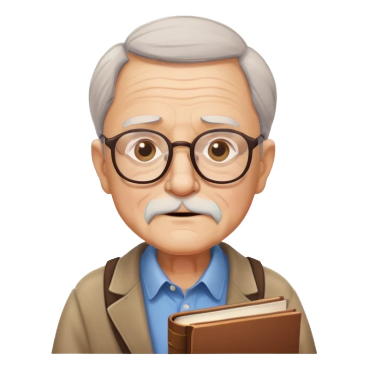 an old man with glasses and books nodding yes sticker