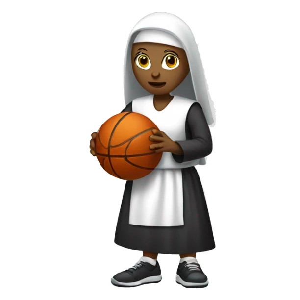 White woman nun dribbling a basketball sticker