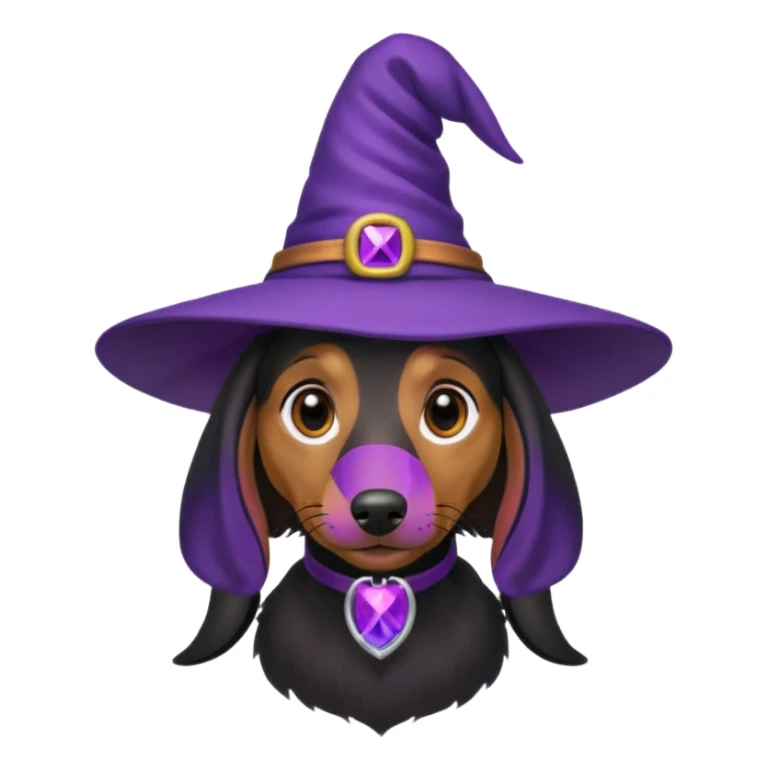 Dachshund dog wear purple wicth hat sticker