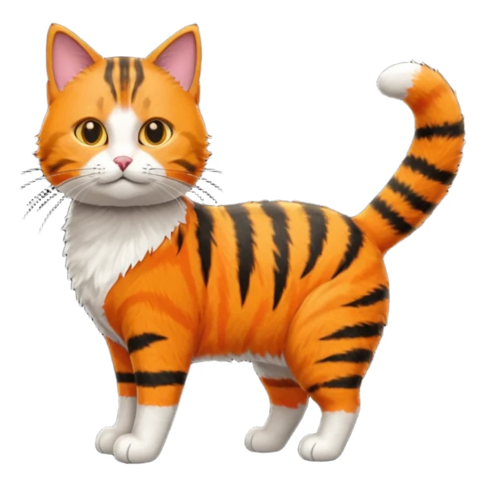 tabby cat standing in orange hi-vis clothing facing right sticker