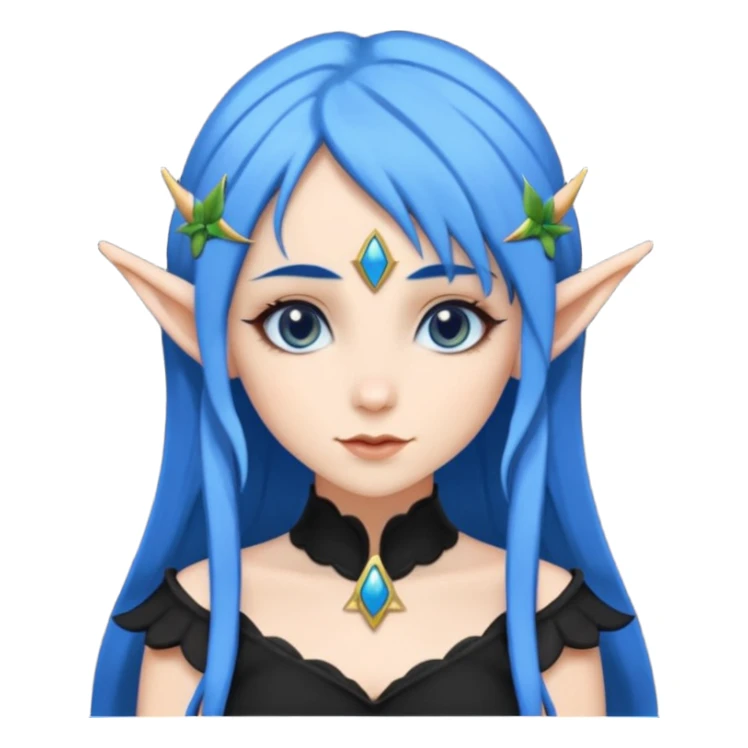 woman elves with blue hair black dress  sticker