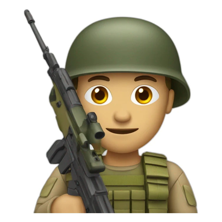 soldier pointed with his rifle to the camera sticker