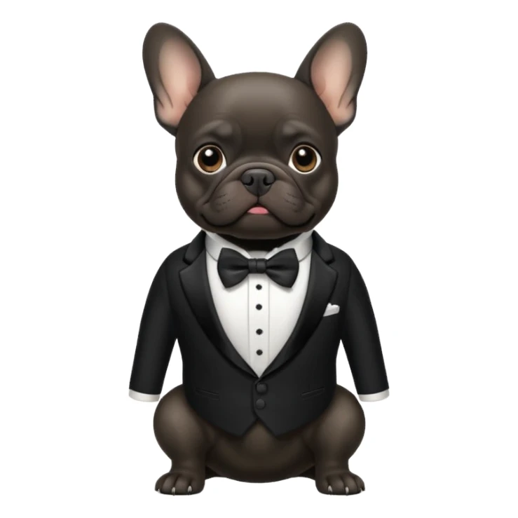 Black french bulldog wearing a tuxedo sticker