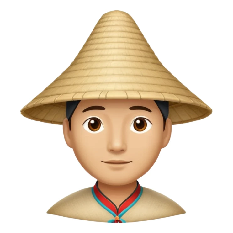man with Chinese cap, traditional Asian conical hat sticker