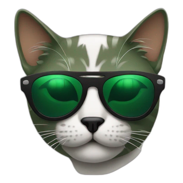 Cat with sunglasses dark and green sticker