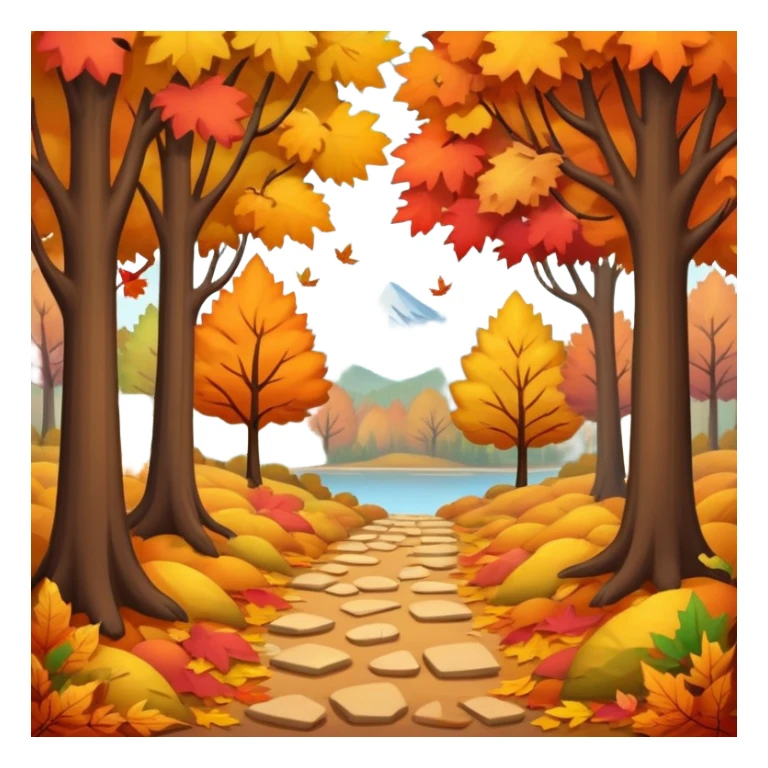 autumn fall scene with a colorful leaves forest, cozy atmosphere sticker