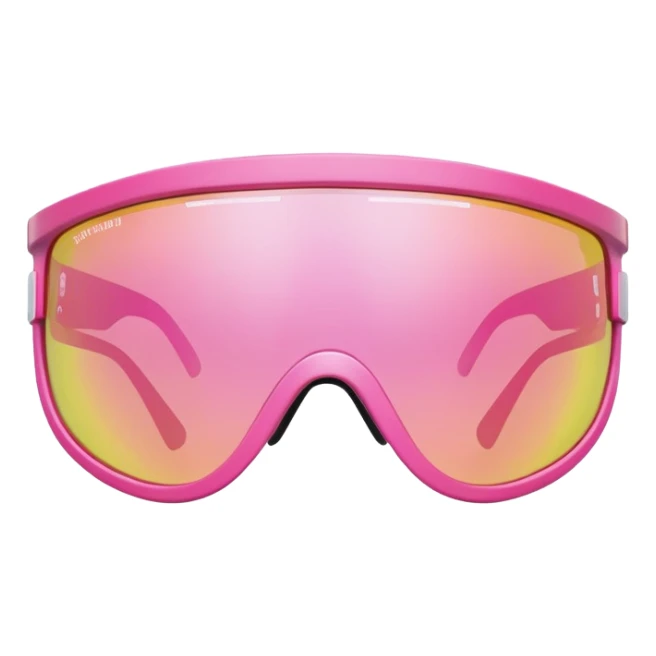 sporty pink shield visor sunglasses with thick frame, one-piece lens sticker