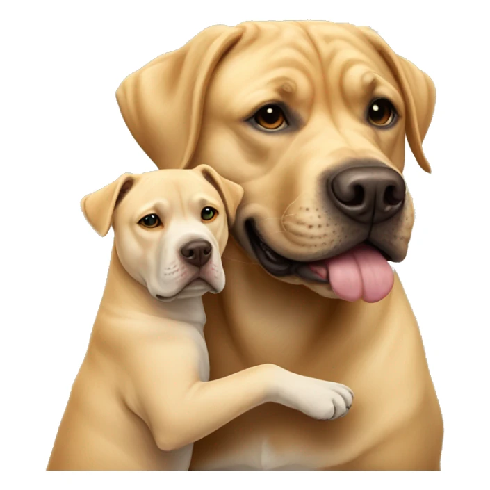 American bully and Golden Labrador retriever hug  sticker