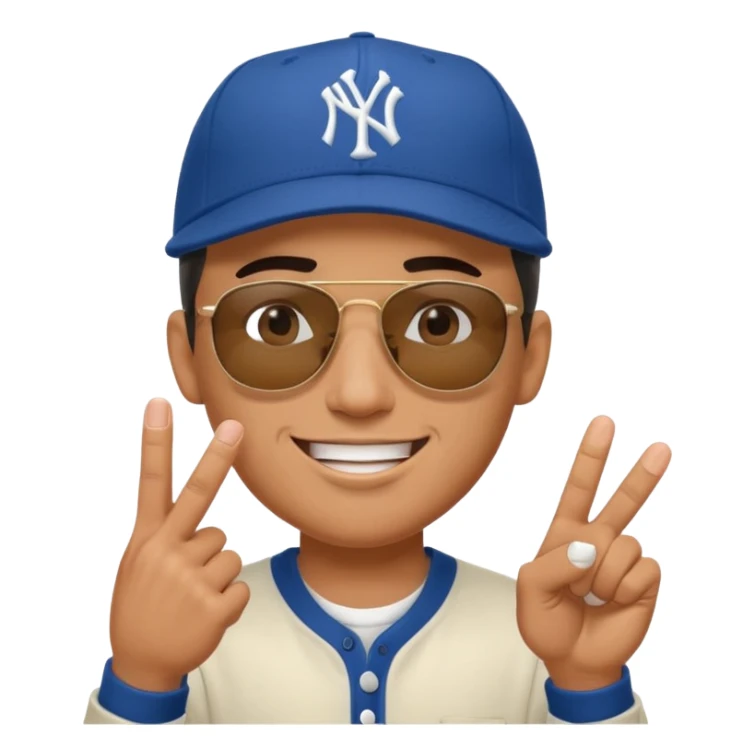 Cool hip guy with NY baseball cap and sunglasses doing the middle finger sticker
