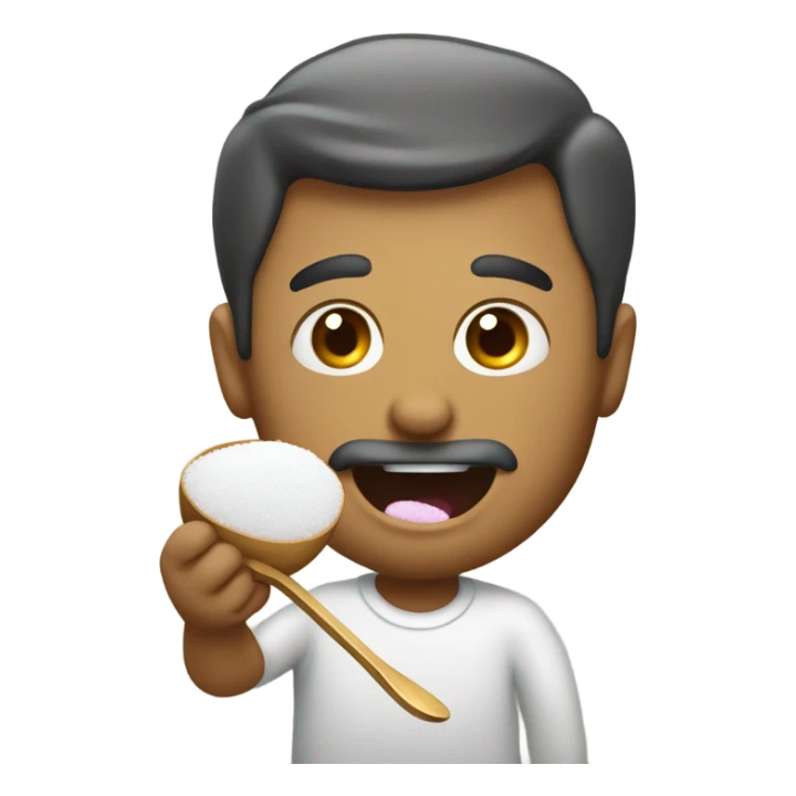 Man eating sugar with a spoon holding a lighter under the spoon sticker