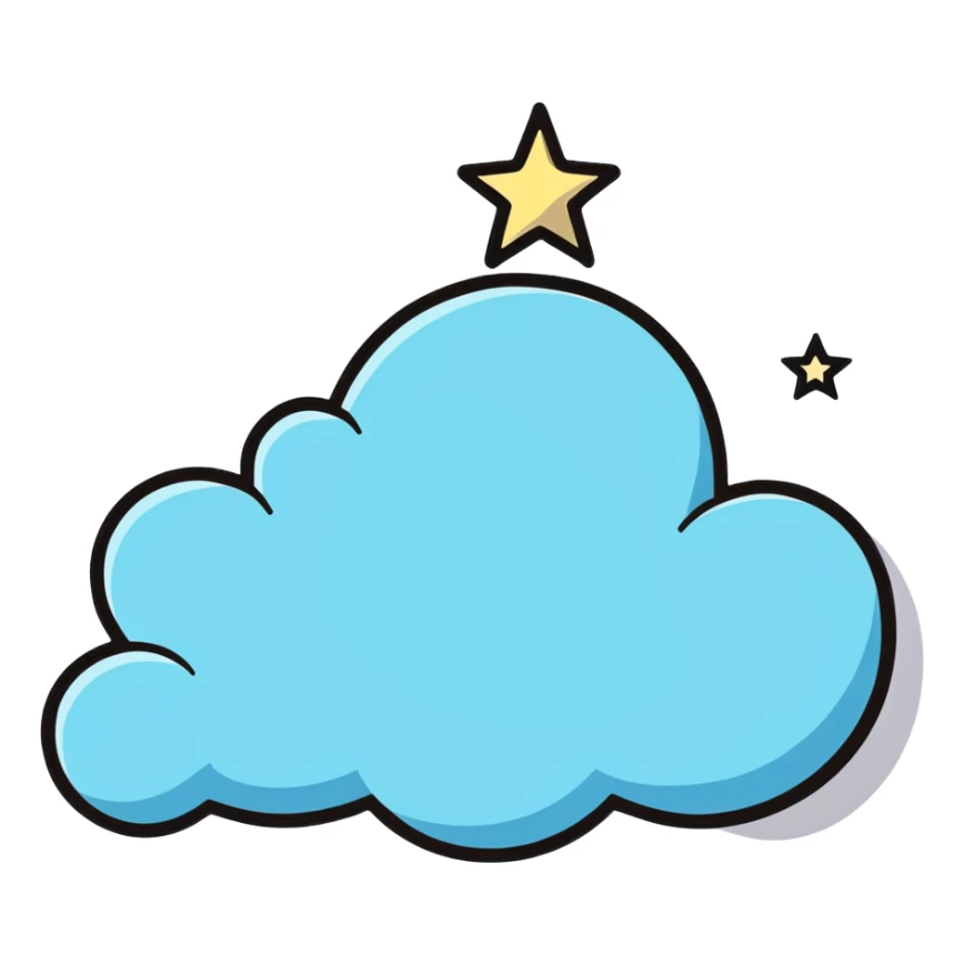 pastel blue cloud with twinkling stars sticker