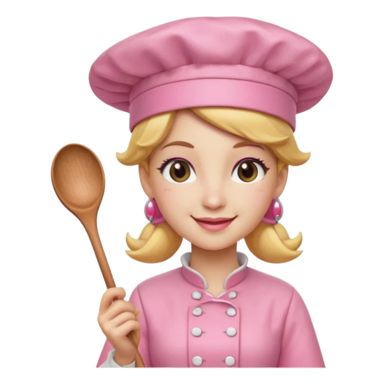 Pink chef hat princess peach with a hand and spoon sticker