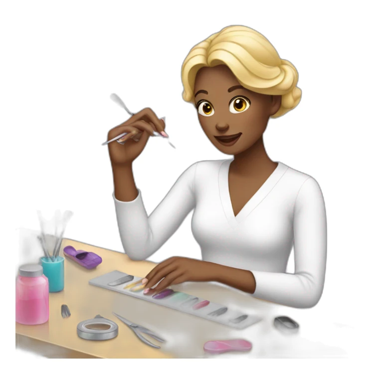 White woman doing a manicure  sticker