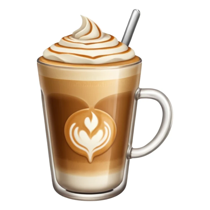 A glass of latte with latte art  sticker