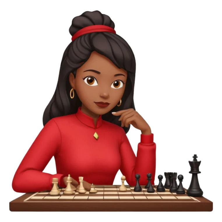 black woman chess players in red outfits sticker