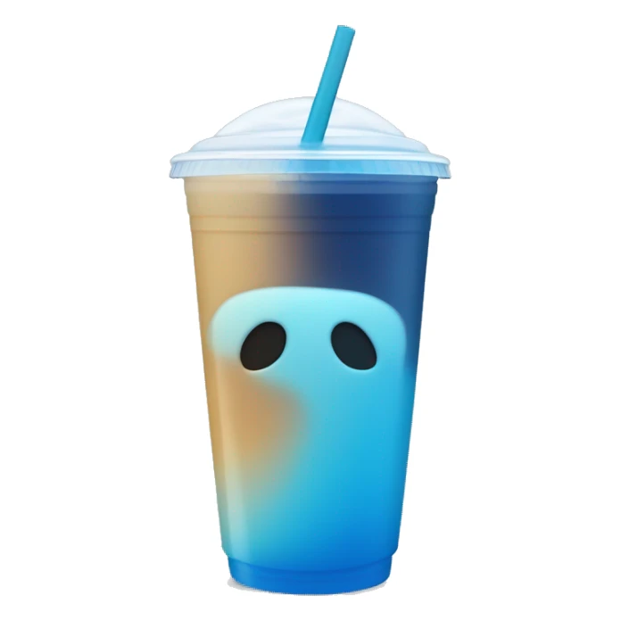 Light to dark blue ombré drink in plastic cup with a straw and lid with no face just a cup sticker