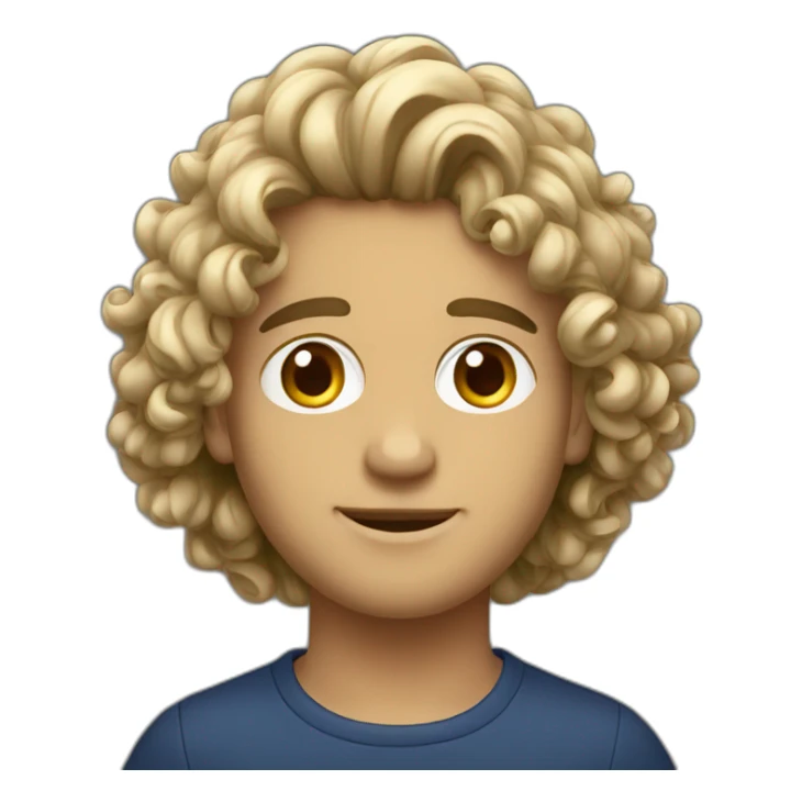 Young men type italian with brow curly mid-long hair sticker