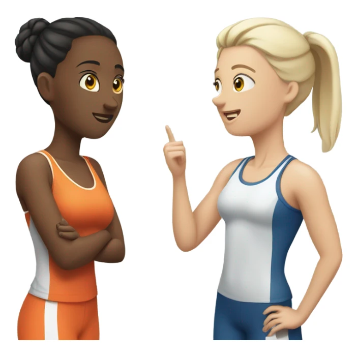 2 white skin woman in sportswear talking to eachother sticker