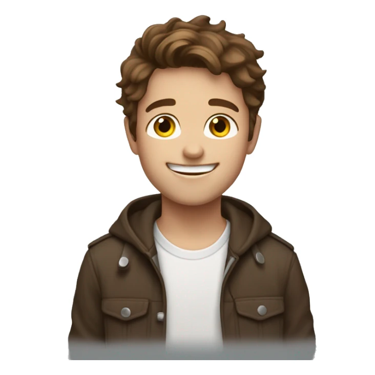 A Happy brown haired boy with minimalistic silverearings sticker