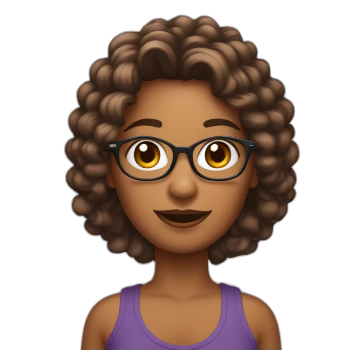 crie uma mulher de aproximadamente 30 anos, com cabelos ondulados, castanho escuro. Ela usa óculos e tem os olhos castanhos!  sticker