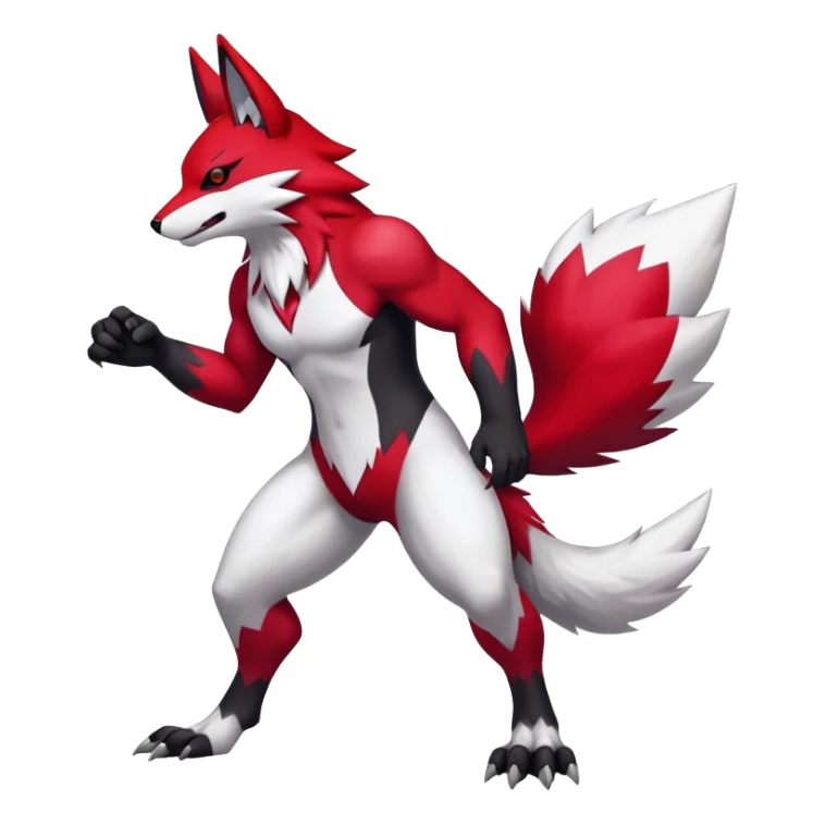 Shiny Red Anthro furry Zangoose-Obstagoon-Hybrid (full body) sticker