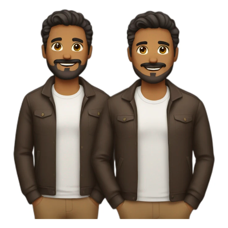 Gay love brown guy with beard and brown guy with mustache sticker