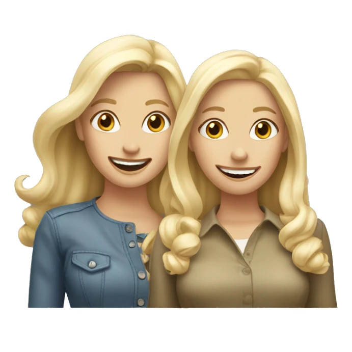 Two medium blonde white female best friends excited  sticker