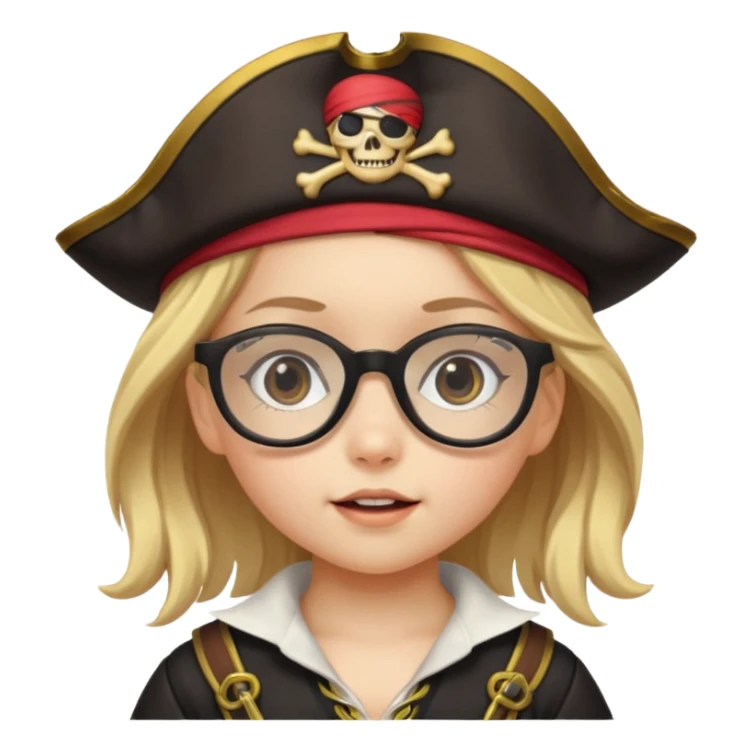 kid girl with pirate costume wearing glasses sticker