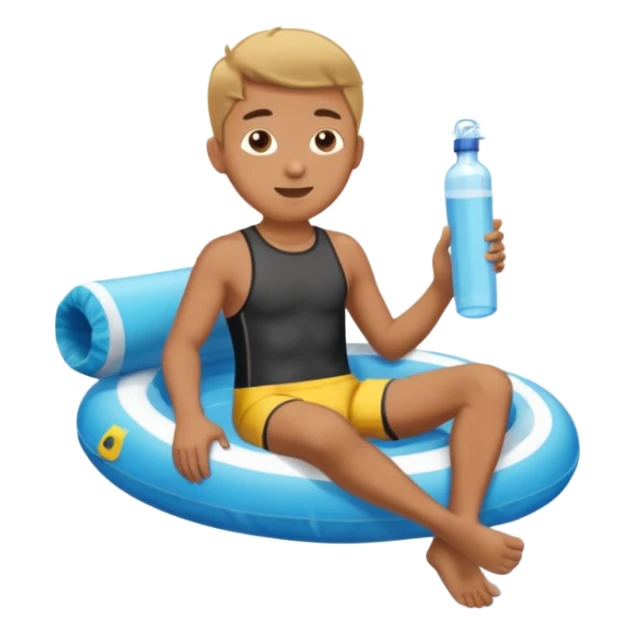 a man floatin on water while sitting on a tube sticker