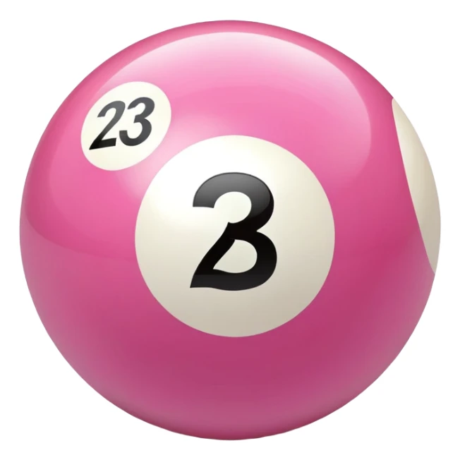 pink billiard ball with the number 23 sticker