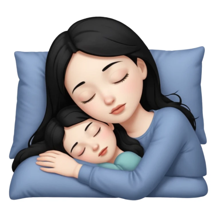 Sleeping black haired girl no baby sticker