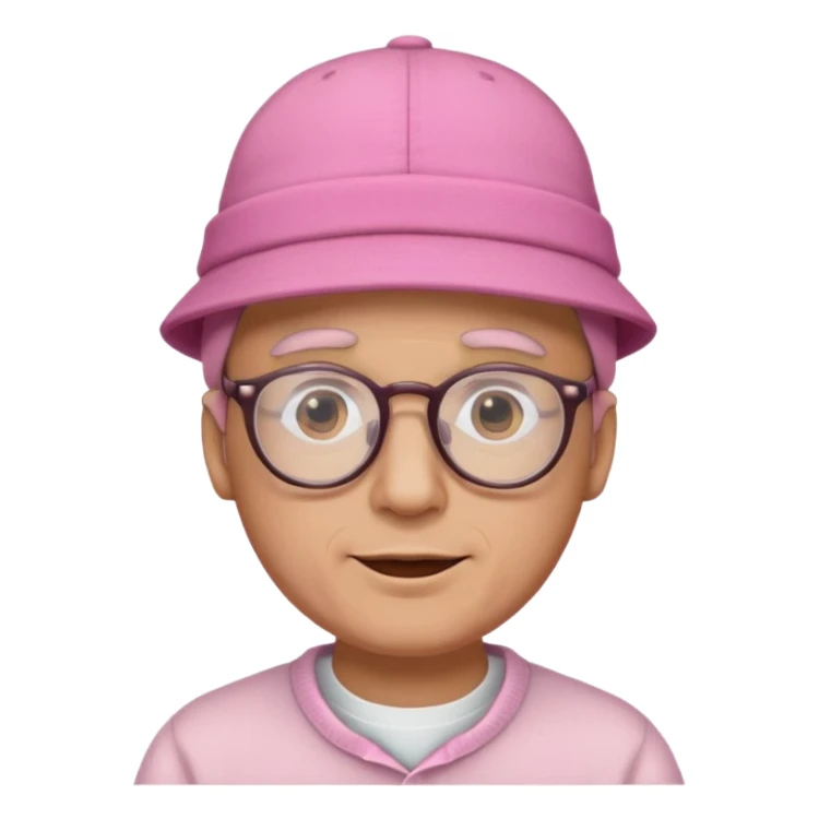 man with glasess wear pink hat  sticker